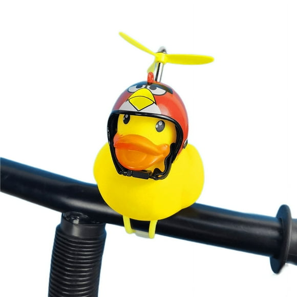Rubber duck bicycle accessories with flash lamp and propeller helmet for automobile dashboard decoration(2pcs)