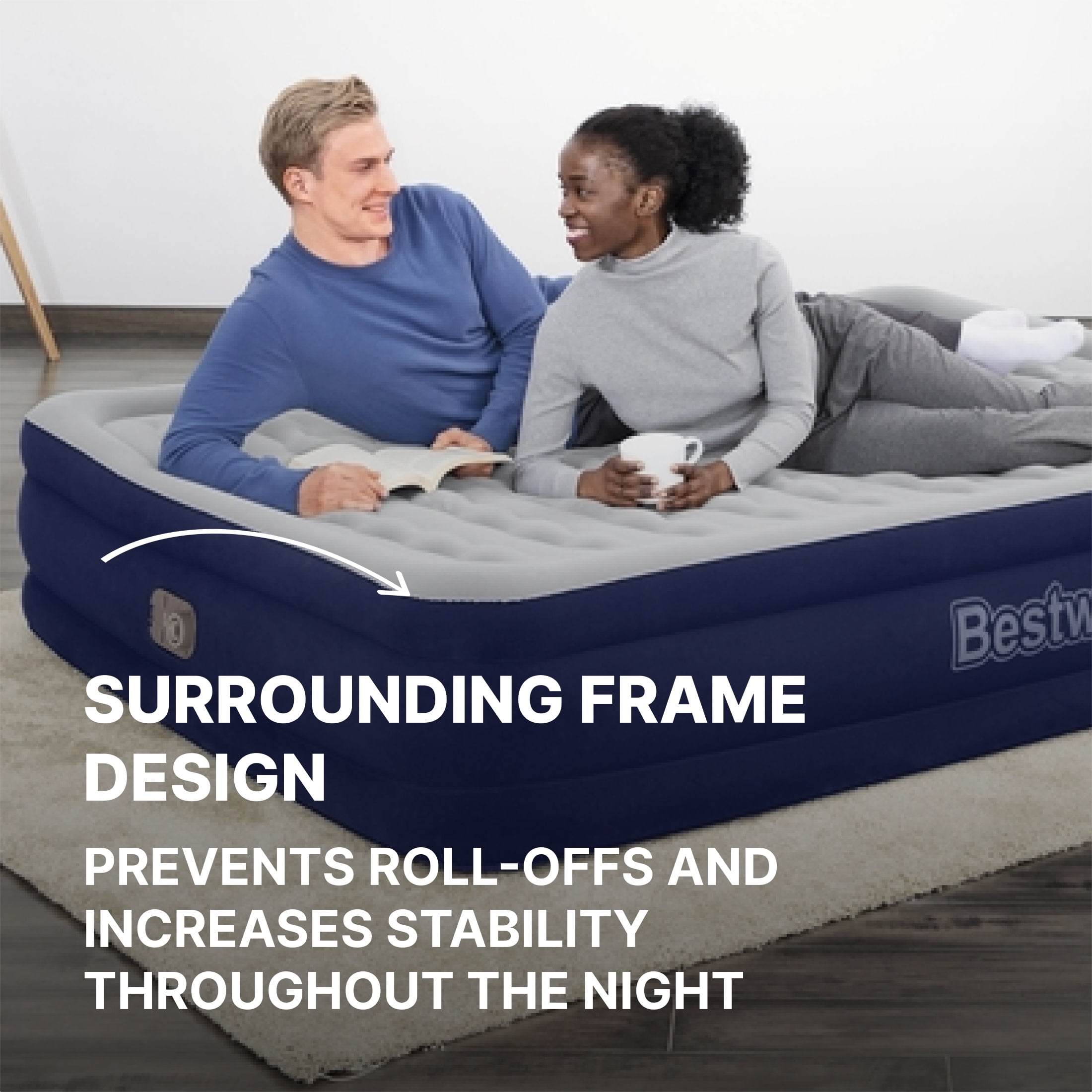 Bestway Tritech Air Mattress Queen 15" with Built-in AC Pump Included