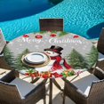 thumbnail image 6 of Grey Christmas Round Tablecloth, Fitted Table Cover with Elastic for 36"-44" Round Tables, Xmas Tree Ball Snowflake Winter Gifts Table Cloth Outdoor Indoor Dinning Party Waterproof Tablecloths, 6 of 7