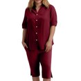 thumbnail image 5 of Dianli Gifts Two Piece Sets for Women Summer Casual Two Piece Set Short Sleeve Shirt and Shorts Lounge Outfit for Everyday Wear Wine XXL, 5 of 8