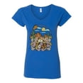thumbnail image 2 of Wild Bobby Trendy Landscape With Daisies Cactus Monarch Butterfly Nature Lover Women Standard V-Neck Tee, Royal, XX-Large, 2 of 6