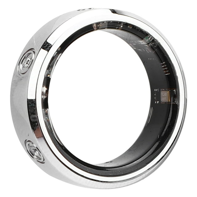 Ring Smart Ring with Inlaid Rhinestone IP68 Water Proof Fitness Tracker Photo Taking Multiple Sports Modes Silver