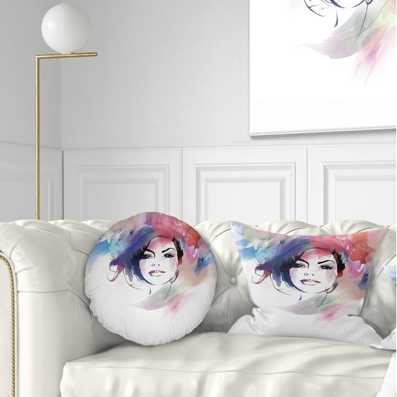 Designart Beautiful Girl Portrait - Portrait Throw Pillow - 12x20
