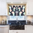 thumbnail image 5 of Yayeee Kitchen Curtains Tier Pair Light Filtering 27"x36" Rod Pocket Short Cafe Window Panel, Black Cubes, 5 of 7