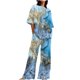 thumbnail image 2 of Puntoco Mujeres Casual Verano Impreso Cuello Redondo Manga Corta Tops y Traje de Pantalones Largos Puntoco Puntoco-2874, 2 of 5