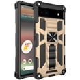 thumbnail image 2 of Compatible for Google Pixel 6a Case w/Tempered Glass Screen Protector [Military Grade] Ring Car Mount Kickstand Shockproof Hard Phone Case - Gold, 2 of 6