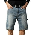 thumbnail image 4 of Dolkfu Rhinestone Men Shorts Casual Denim Ripped Jean Shorts Distressed Zipper 4 Inch Inseam Shorts Men 38, 4 of 9