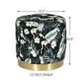thumbnail image 5 of Homebeez Round Velvet Ottoman Footrest Stool Black and Green, 5 of 6