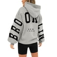 thumbnail image 2 of TANGNADE Women's Long Sleeved Zipperless New York Printed Hoodie with Back, Gray S, 2 of 4
