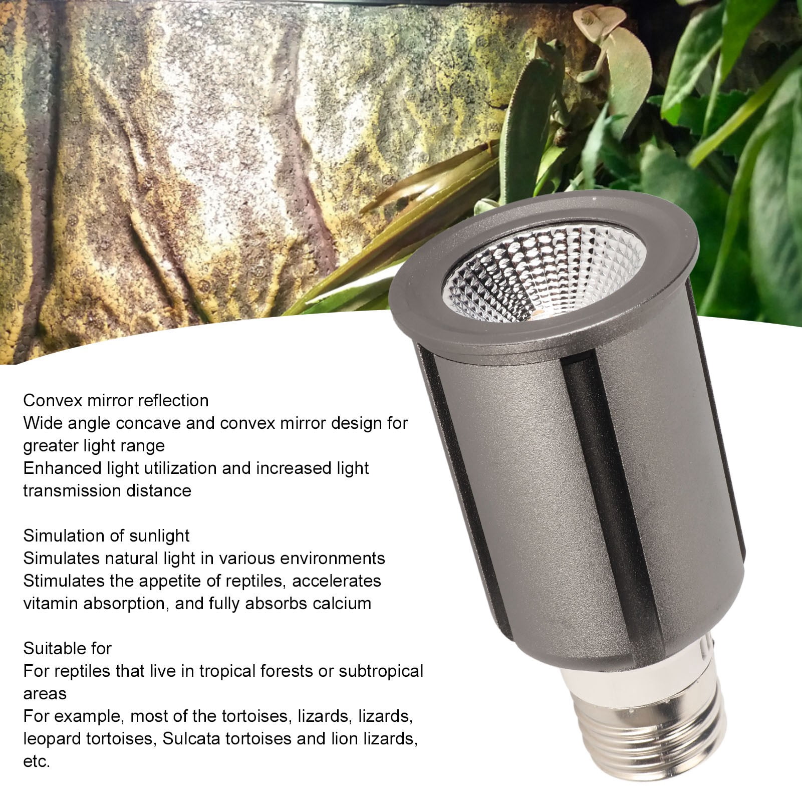 Nieyigj Reptile Heat Lamp Replacement Bulb UVA UVB LED Basking Spot Lamp for Turtle Lizard Habitat 110V 3W