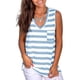thumbnail image 3 of Camiseta de verano con cuello en V casual sin mangas con rayas de chaleco para mujer, azul, blanco, M Yuarrent AP002567-07, 3 of 5