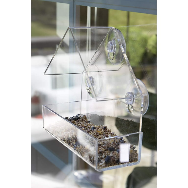 Clear Plastic Window Bird Feeder for Outside - Window Bird Feeders with  Strong Suction Cups - Transparent Bird Feeder Window Mount Acrylic Bird  House for Cat Window PerchNature Anywhere PREMIUM Clear Plastic