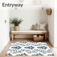thumbnail image 3 of ODIKA 4'x6' Machine Washable Non-Slip Area Rug, Elegant Transitional Damask Scrollwork Botanical High Traffic Rug, Blue, 552296, 3 of 7