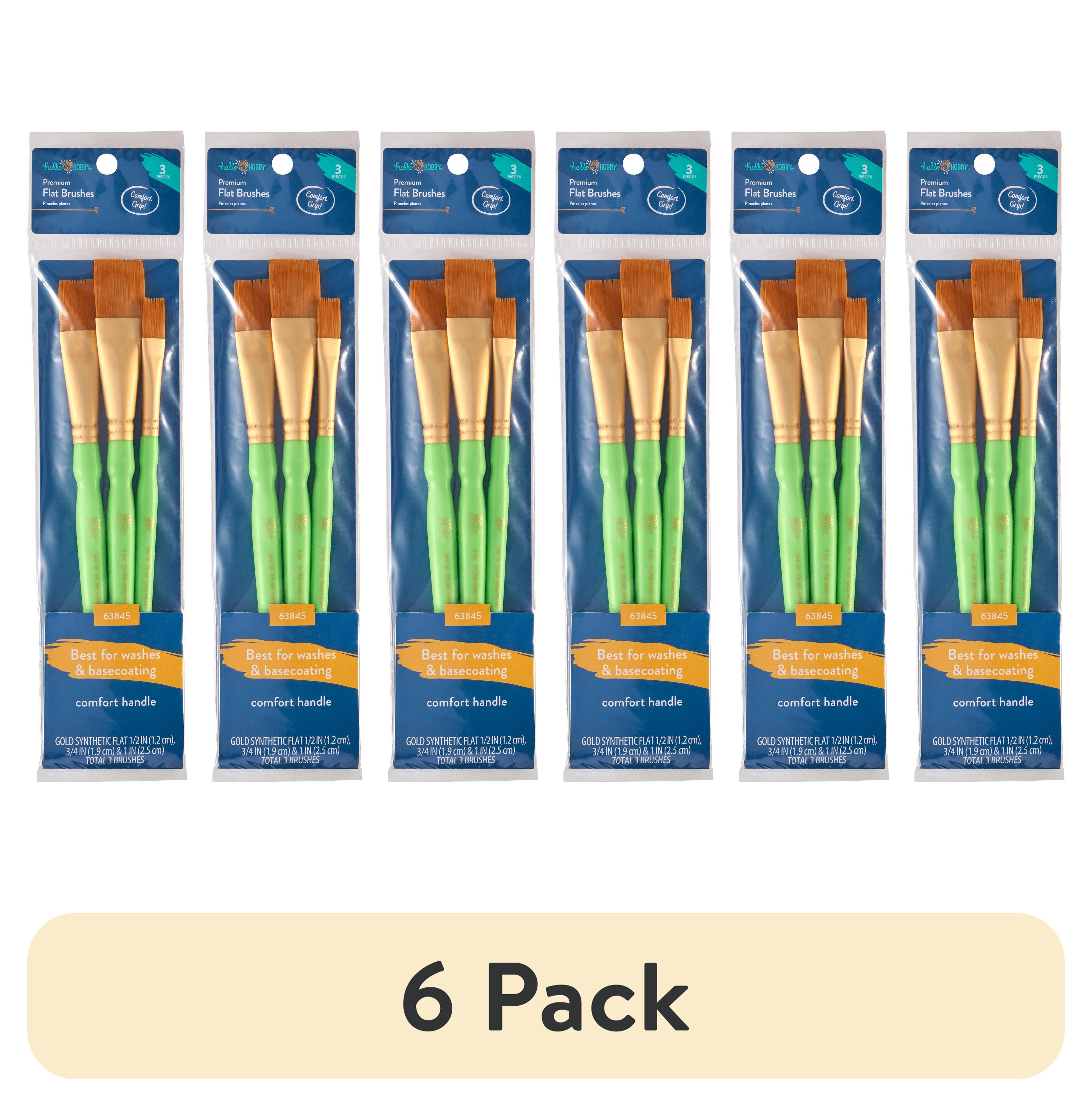 Hello Hobby 3-Piece Flat Synthetic Paint Brush Set photo 1
