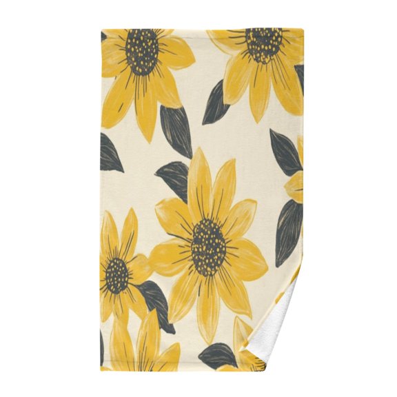 Pure Cotton Face Towel 16x28 Inches Hand Towel Bath Towel Hand Bath Towels Soft Good Water Absorption for Washing Face Wiping Face Lovely Yellow Chrysanthemums