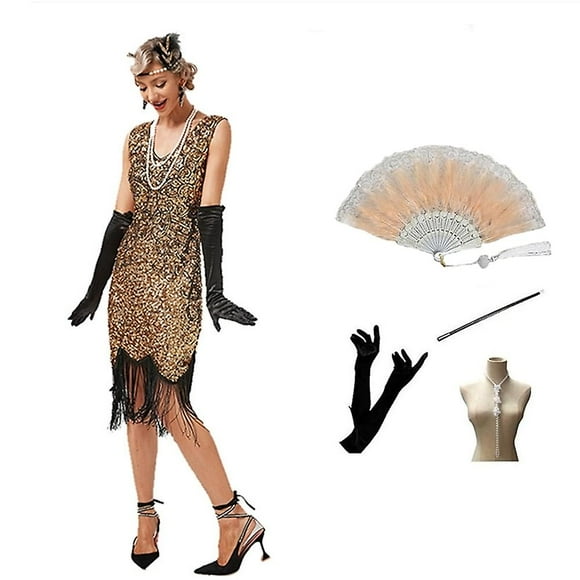 The Great Gatsby Vintage Inspired Flapper Dress Party Costume Masquerade Women's Sequins Tassel Fringe Cosplay Evening Sleeveless