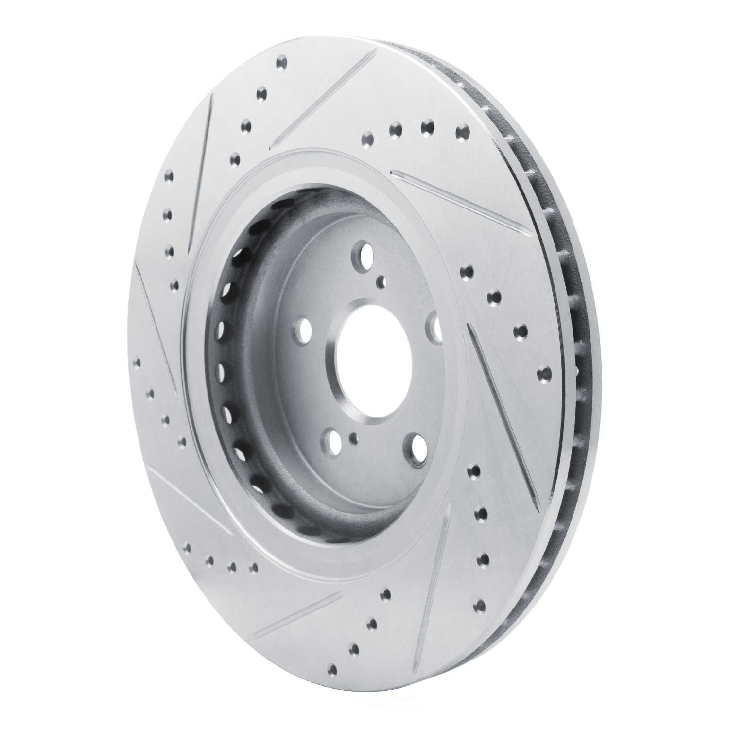 Dynamic Friction Company 631-76158R DFC Brake Rotor - Drilled And Slotted - Silver