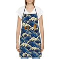 thumbnail image 3 of Rocae Japanese Water Wave for Kitchen Aprons for Women Adjustable Cooking Kitchen Chef Apron for Men with Pockets, 3 of 7