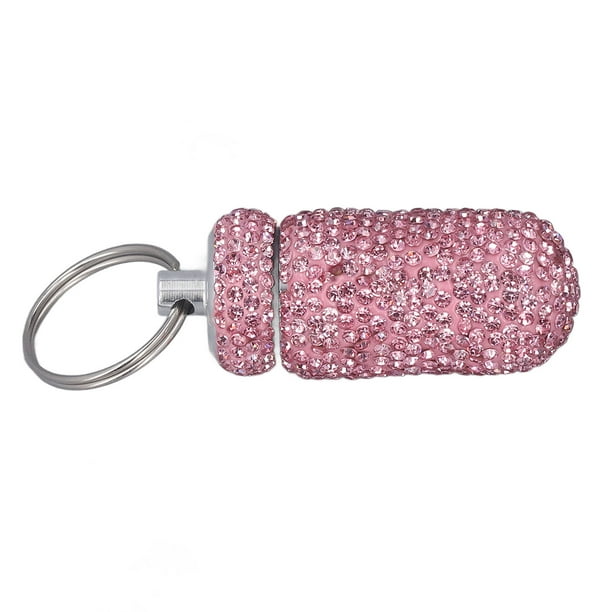 Pastillero, Pastillero Portátil Con Diamantes De Imitacia, Soporte Para Almacenamiento De Pastillas, Llavero Dispensador De Medicamentos Impermeables Para Viajes De Acamps Al
