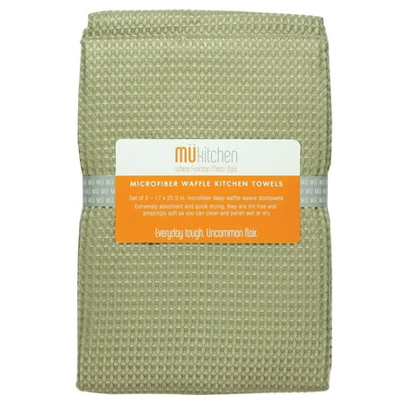 Pebble Kitchen - MUkitchen Microfiber Waffle Dishtowel 17 by 25-1/2 Inches Set of 2 Pebble