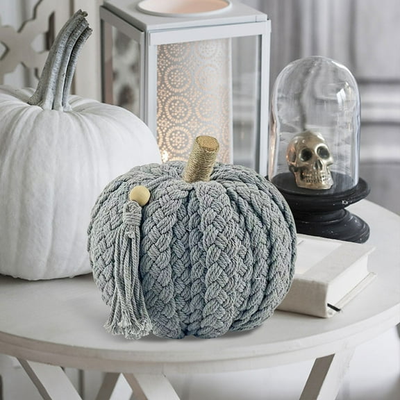 hengsof Handcrafted Whimsical Pumpkin Decoration - Soft Knitted Fabric, PP Cotton Filled, Desktop Ornament for Harvest Festival and Thanksgiving Decor - Unique Gift Idea or Home Accent