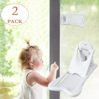 Alamic 6 Pack Adhesive Sliding Door Lock for Patio, Closet, Windows, RV,  Baby Proof Child Safety Latch, No Tools Needed, White