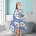 thumbnail image 6 of Blue Daisy Flower Pattern Hooded Bath Towel，60"x35" for Ages 3 To 12 Kids, Quick Dry Lightweight Soft Microfiber Hood Beach Towel Cover Up for Kids, 6 of 7