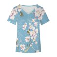 thumbnail image 5 of USSUMA Daisy Print T-Shirts for Women Trendy Bohemian Retro Basic Flowy Women's Shirts and Blouses Short Sleeve Women Tops Dressy Casual Summer V Neck Plus Tunics Beach, 5 of 6