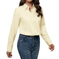 thumbnail image 6 of Siliteelon Women's Button Down Dress Shirts Cotton Long Sleeve Blouse Classic Fit Work Business Casual Tops Beige, 6 of 7
