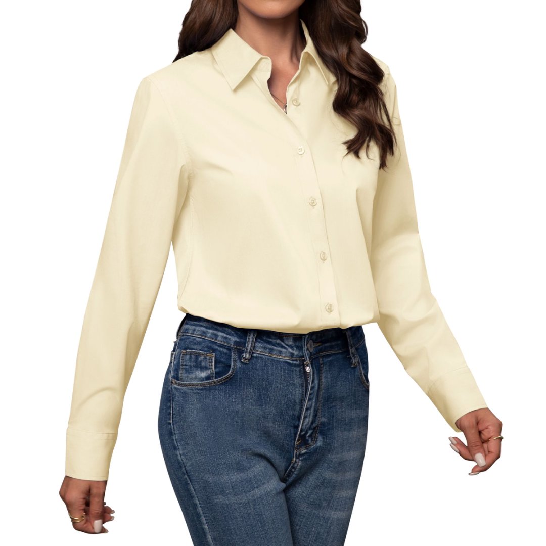 Siliteelon Women's Button-Down Cotton Blouse, Long Sleeve photo 6