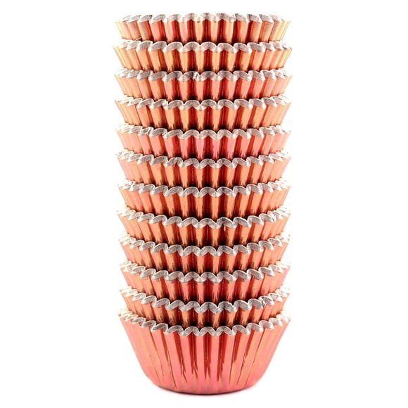 Eoonfirst Mini Moldes De Aluminio Para Cupcakes, Vasos De Papel Para Hornear Para Muffins De Acción De Gracias, 300 Piezas (Oro Rosa)
