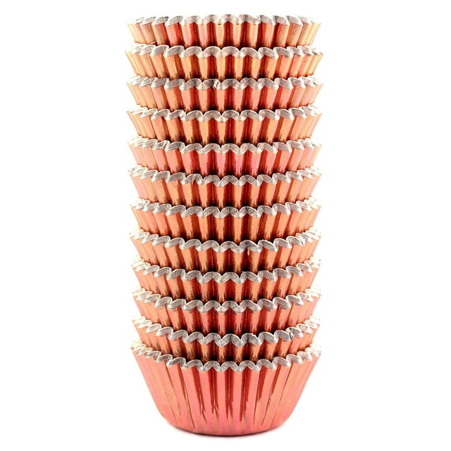 Eoonfirst Mini Moldes De Aluminio Para Cupcakes, Vasos De Papel Para Hornear Para Muffins De Acción De Gracias, 300 Piezas (Oro Rosa)