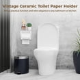 thumbnail image 3 of White Ceramic Toilet Paper Holder, Glazed Wall Mounted Tissue Dispenser with Detachable Shaft, Flat Top Shelf, Vintage Style Toilet Roll Holder for Bathroom or Kitchen Use, 3 of 6