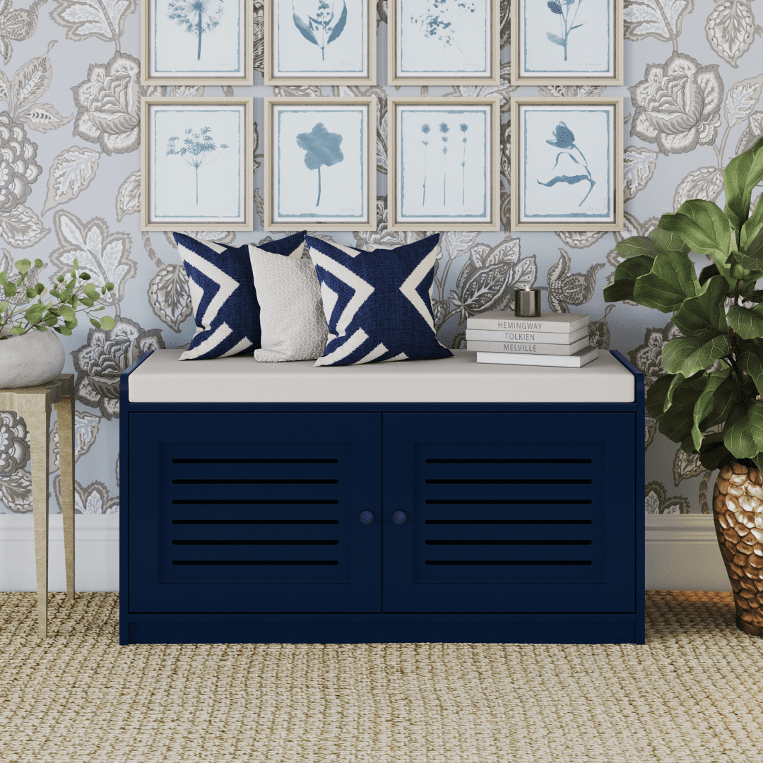 Sturdis Shoe Storage Bench with Cushion Antique Blue