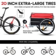 thumbnail image 5 of S-HOME Heavy Duty Aluminum Bike Cargo Trailer, 20" Wheels, 220 lbs Capacity Luggage Cart for Groceries and Cycling Travel，Black+Red, 5 of 13