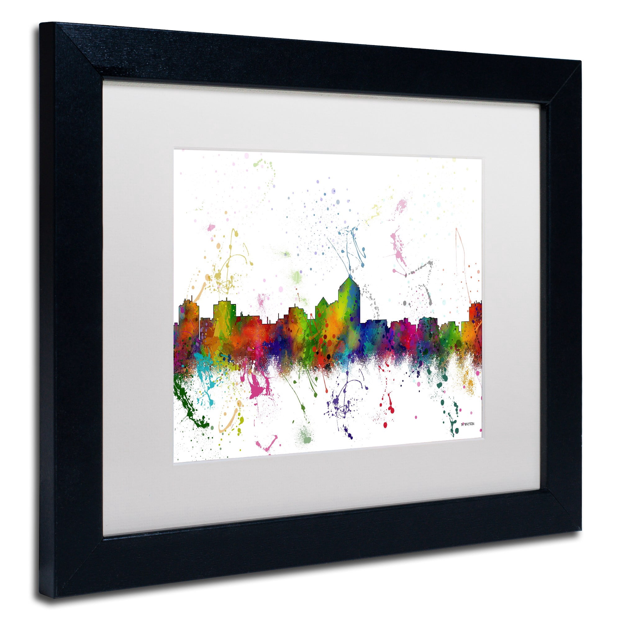 Trademark Fine Art "Albuquerque New Mexico Skyline" Canvas Art by Marlene Watson, White Matte, Black Frame