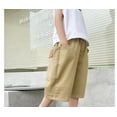 thumbnail image 5 of LIIPEE Boys Cargo Pants Summer Casual Solid Color Stretch Elastic Waist Straight Wide Leg Knee-Length Pants With Pockets Infant Trendy Vacation Streetwear Daily Wear Pants,Khaki,13-14 Years, 5 of 9