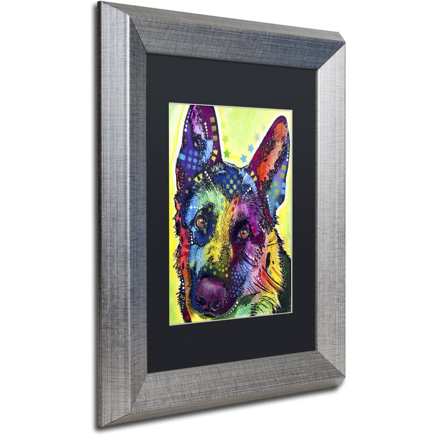 Dean Russo 'German Shepherd' Black Matted Framed Art