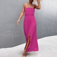 thumbnail image 4 of SMihono Robe d'Été pour Femmes Grande Taille Mode Femmes Été Robe Maxi à Épaules Dénudées Boho Décontractée Ample Longue Robe, 4 of 6