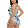 thumbnail image 4 of Easygdp Building Truck Women's One Shoulder Ruffle Monokini Bathing Suits with Removable Chest Pad, Quick Drying - Medium, 4 of 8