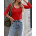 thumbnail image 2 of VAFFUL Womens Long Sleeve Shirts Scoop Mock Neck Fitted Ribbed Fall Tops, 2 of 5