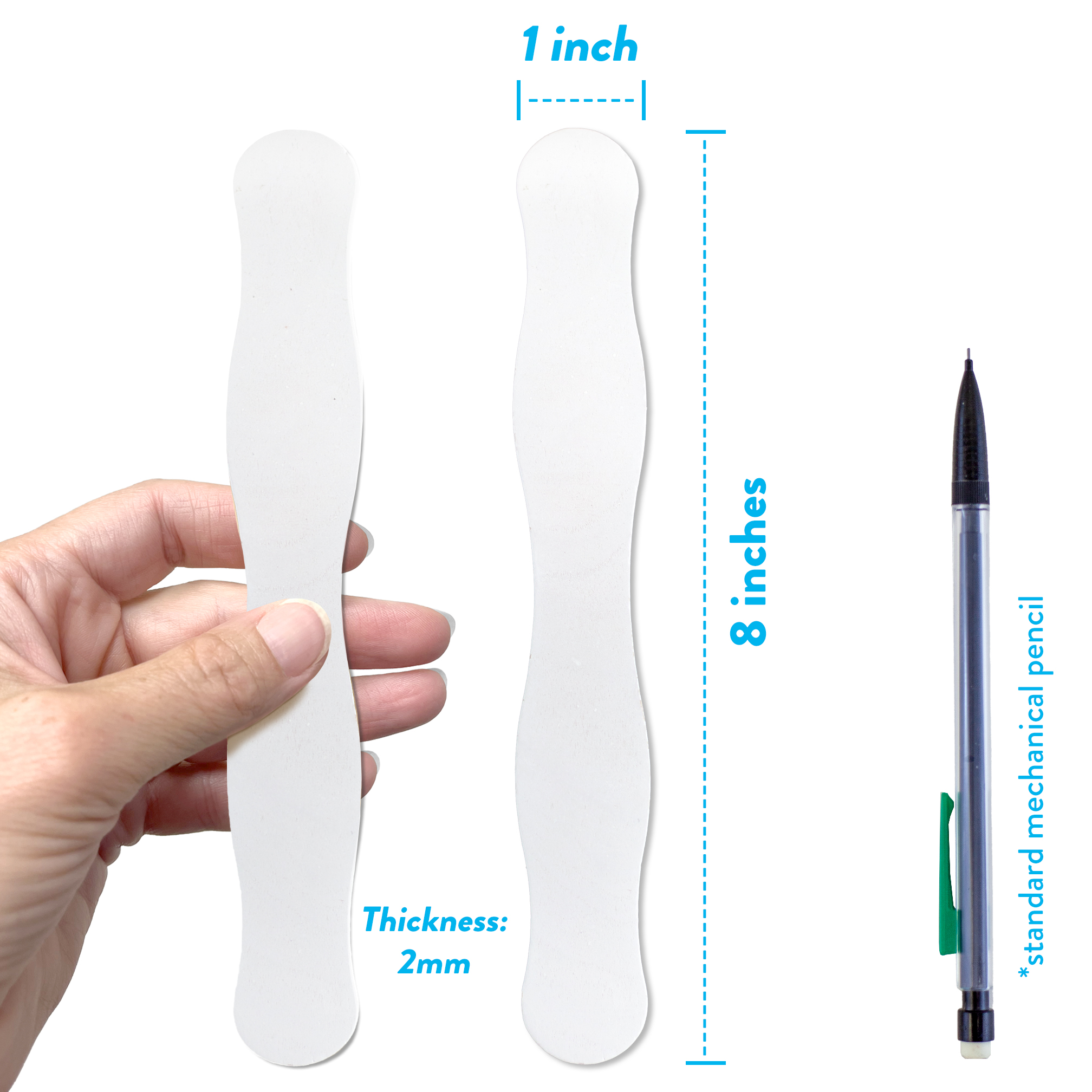 CraftySticks, 200 Pcs, 8 Inch White Wavy Craft Sticks for Fan Handles, Crafts, Wedding Fans, DIY Auction Paddles, Jumbo Wood Popsicle Sticks