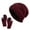 Wine, variant on Men's and Women's Knit Hat and Gloves Set, Thermal Fleece Lined Winter Ear Protection Set, Thickened Warm Two-Piece for Cold Weather, Solid Color Unisex Winter Accessories for Outdoor Activities