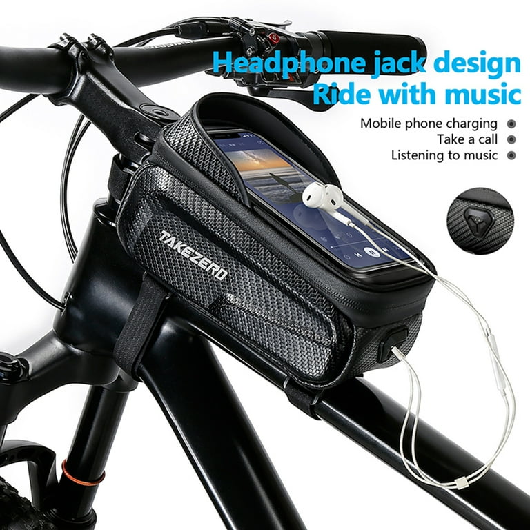 bike phone mount bag, cycling waterproof front frame top tube