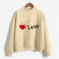 thumbnail image 3 of Gibobby Sudadera oversize mujer Sudadera para mujer linda camisa de otoño con cuello redondo(Caqui,CH), 3 of 4