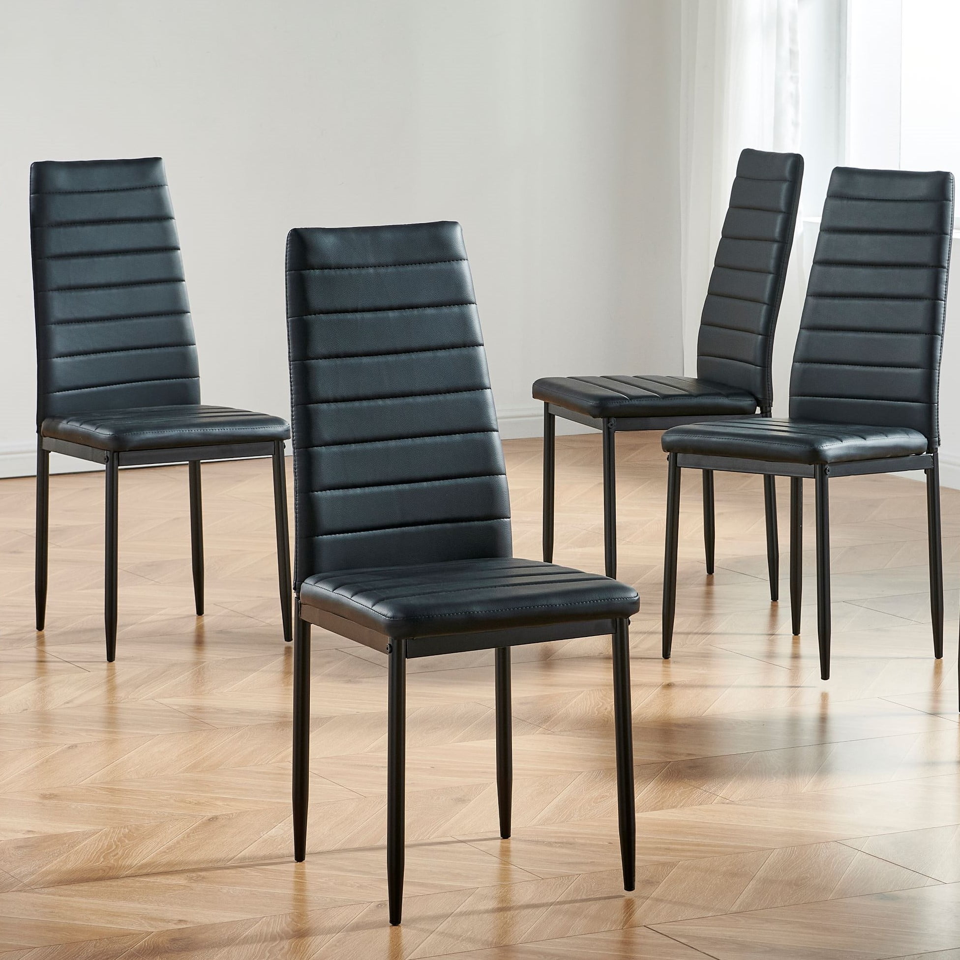 Living Room Contemporary Black Upholstered Dining Chairs Set of 4
