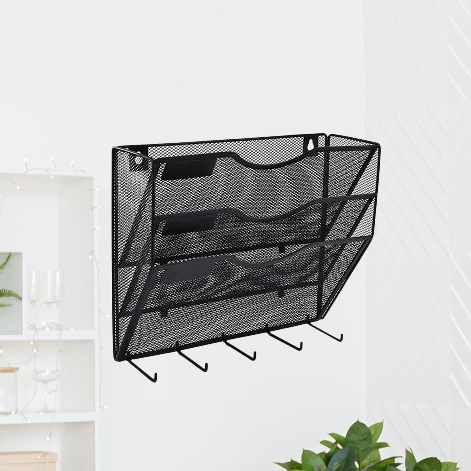 MAGIDEAL Wall File Mail Organizer Easily Install for Home Office s Letter Rack Black