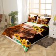 thumbnail image 5 of Highland Cow Duvet Cover King Brown Cowhide Beddding For Adult Teens Kids Sunflower And Farm Animals Bed Sets Cow Print Comforter Cover Western Home Decor Cow Print 3Pcs Quilt Cover, White Brown, 5 of 6