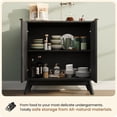 thumbnail image 4 of 29" Modern Sideboard Buffet Cabinet with Storage, Fluted 2-Door Accent Cabinet with Rounded Corners, Walnut Wood Grain Console Table for Coffee Bar, Entryway & Dining Room, Adjustable Shelves, 4 of 7