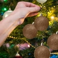 thumbnail image 4 of Adornos navideños de 5 pulgadas - Bolas de purpurina irrompibles para árbol/corona, paquete a granel de bolas colgantes de plástico, decoración navideña para fiestas y hogar (marrón), 4 of 4